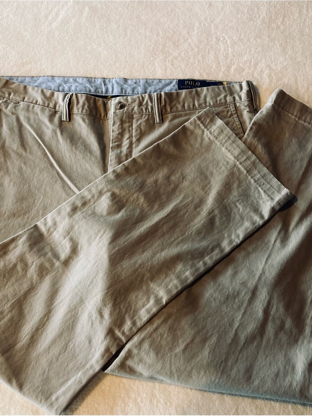 POLO Ralph Lauren Pants Size 38 X 32 Inseam Chino Tan Men’s Stretch Straight Fit